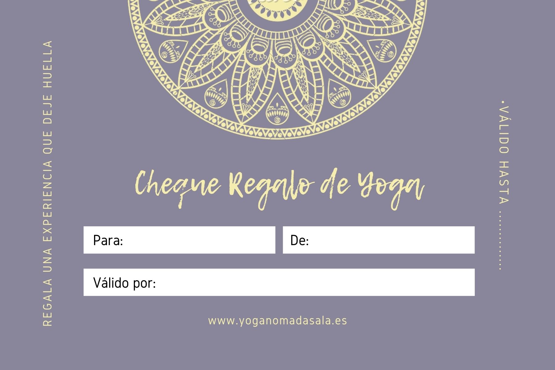 Cheques Regalo de yoga online o presencial