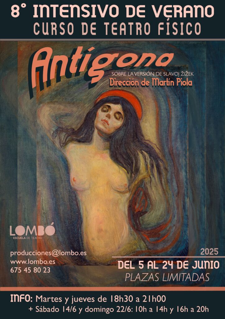 Cartel Antígona de la Escuela Lombó de teatro